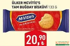 ÜLKER MCVİTİES TAM BUĞDAY BİSKÜVİ BİSKÜVİ 133 G fiyat ve kampanya bilgisi